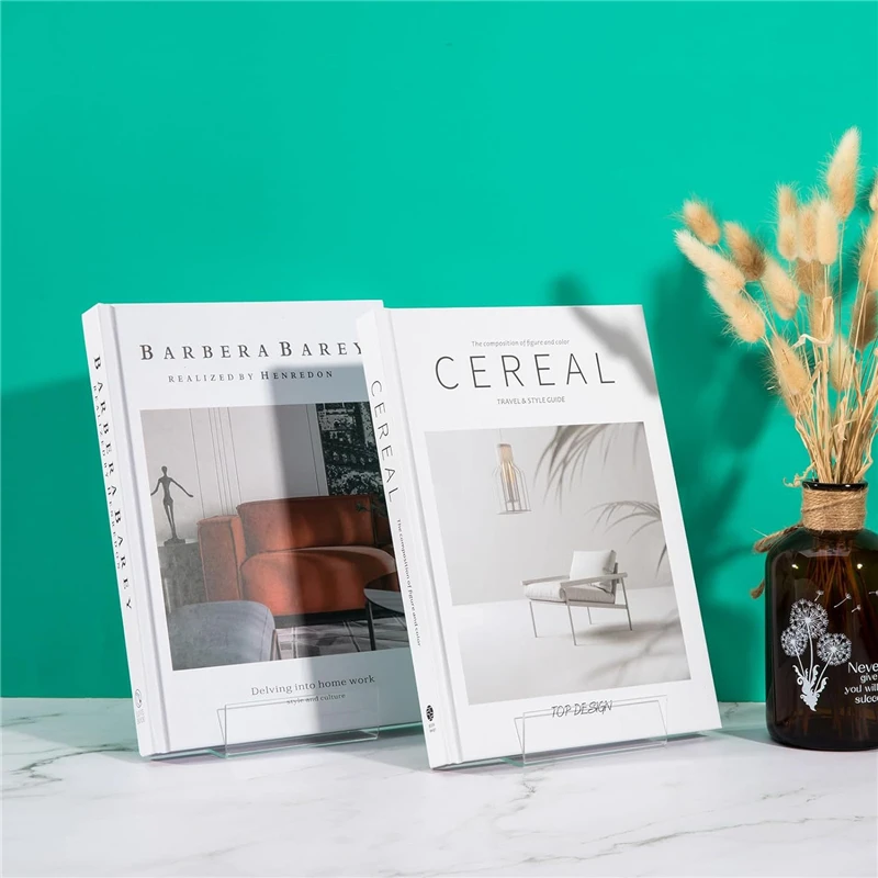 Book Stand Acrylic Book Stand Magazine Display Stand Level Desktop Book Phone Display Holder Desktop Bookshelf Brochure Rack 4Pcs book holder,book stand