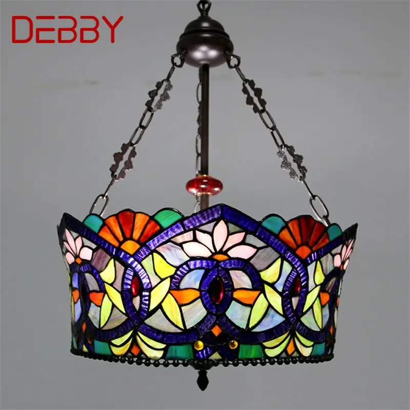 

Подвесная лампа DEBBY Tiffany в винтажном стиле, креативный декоративный элемент из цветного стекла для дома, столовой, спальни, гостиницы