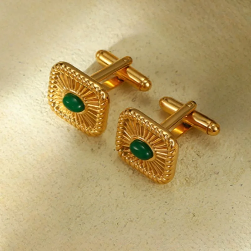 

Geometric Stainless Steel Turquoise Cufflinks Men's Wedding Party Dresses Jewelry Accessories French Shirt Buttons Friend Gifts