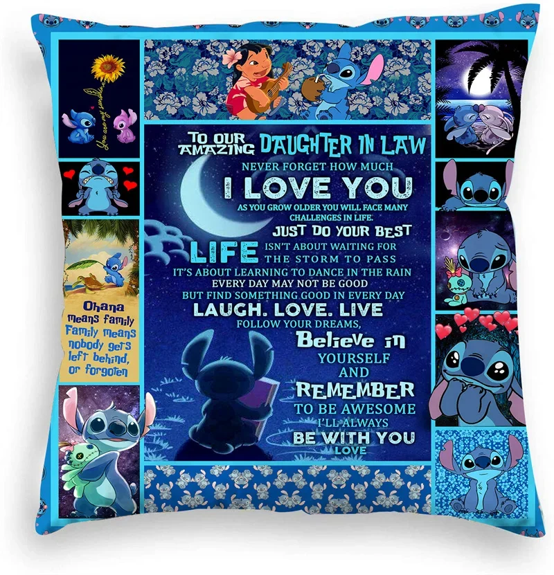 Cushion Cover Anime Disney Stitch Cushion Cover Kawaii Lilo & Stitch Printed Pillowcase Cartoon Frozen Elsa Cushion Cover 45x45cm cushion cover,pillow case cover,baby pillow cover