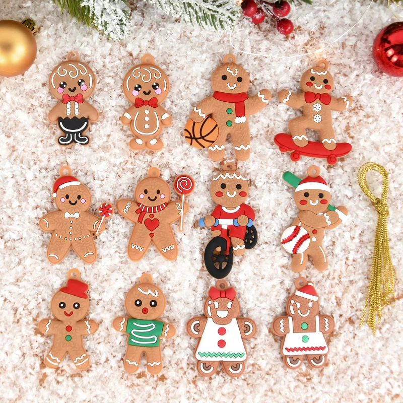 Christmas Gingerbread Man Ornaments Xmas Tree Hanging Charms Pendant Christmas Decorations for Home New Year Gift Navidad 2024