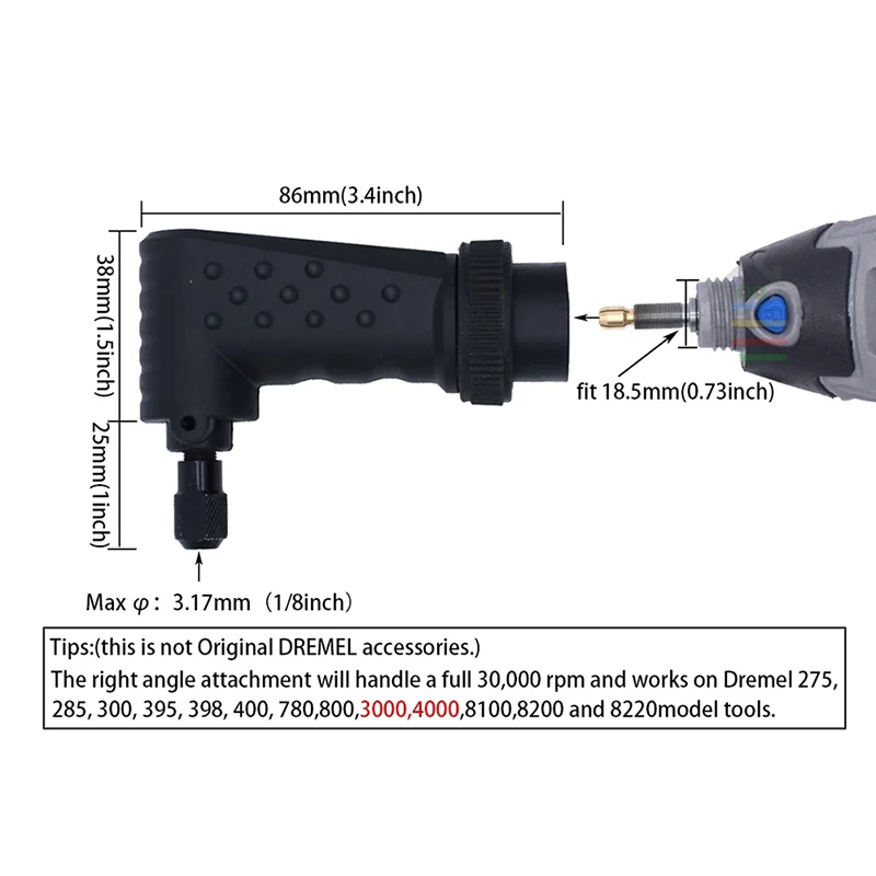 90 Degree Converter Attachment For Dremel Tool Accessories Rotary Tools fit for Dremel 275 4000 3000 8200  Electric Grinder Kit