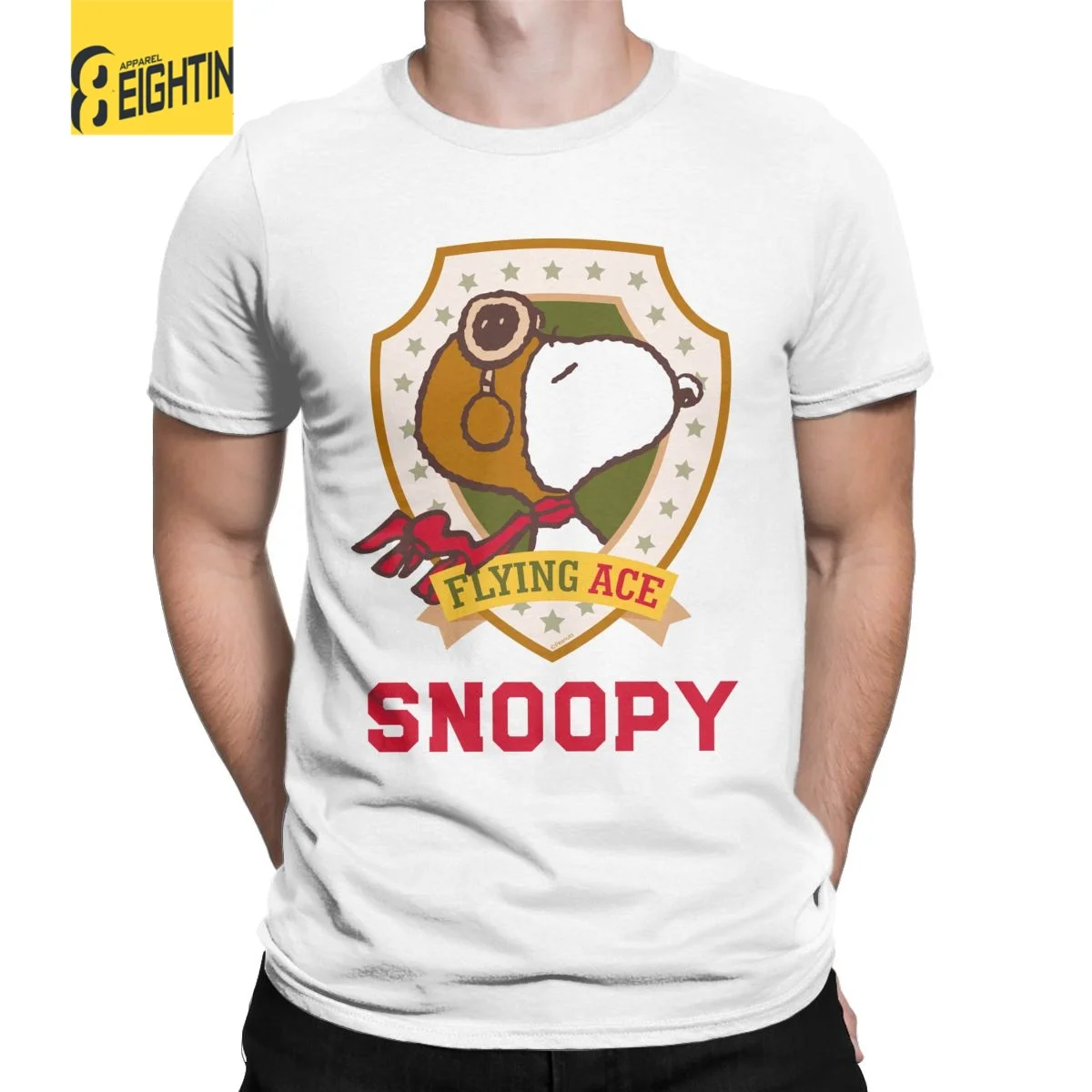 T-Shirt Da Uomo Arachidi Snoopy Flying Ace Vintage 100% Cotone T-Shirt Manica Corta T-Shirt Girocollo Abbigliamento Idea Regalo