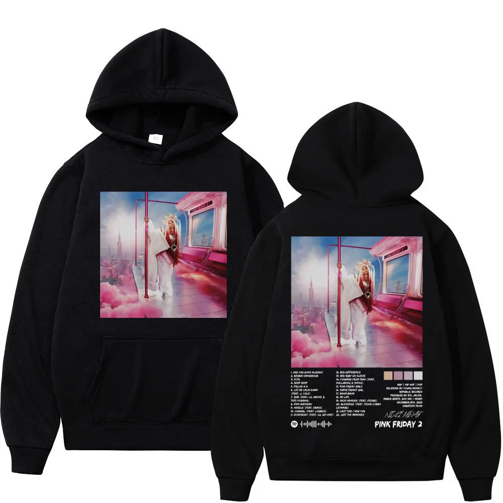 

Rapper Nicki Minaj Double Sided Print Hoodie New Album Pink Friday 2 Graphic Sweatshirts Men Women Trend Fashion Rap Pullovers