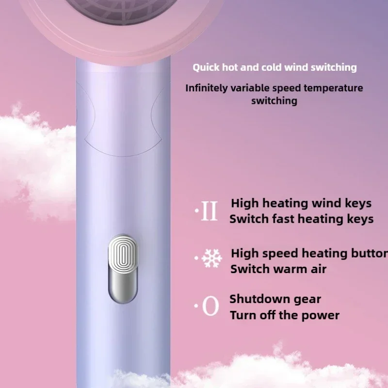 Folding Hairdryer 800W with Carrying Bag Hot Air Anion Hair Care for Home Travel Hair Dryer Dormitory Blow Drier 110V-240V