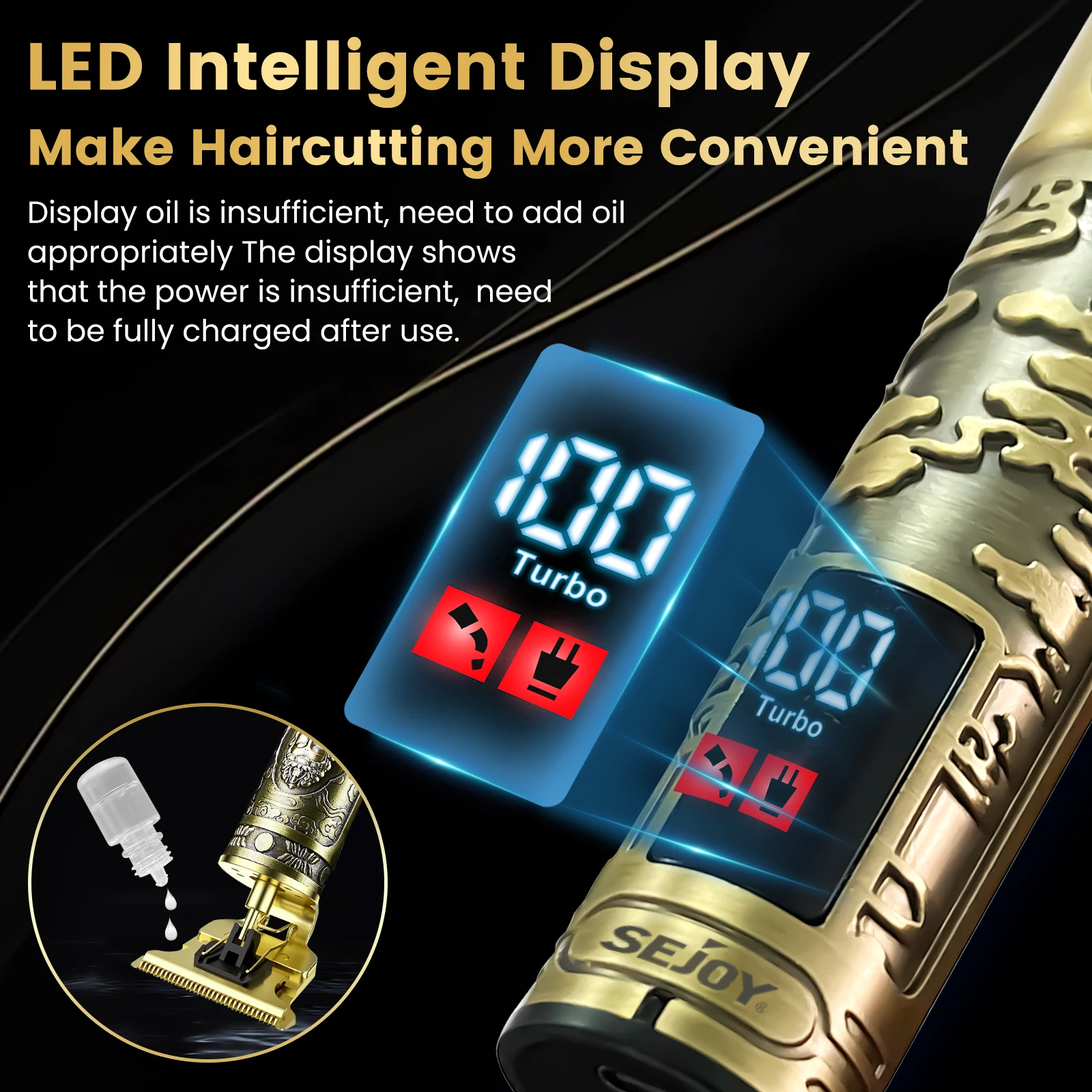 Sejoy Hair Clippers for Men Professional Cordless Barber Clippers for Hair Cutting Machine Rechargeable Beard Trimmer 4