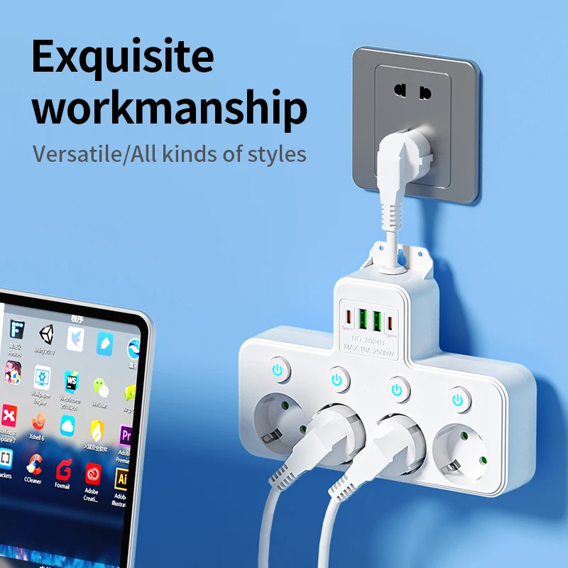 Enhanced Power Strip with 2 USB Ports and Switch