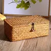 Woven Storage Baskets Rectangular Wicker Storage with Lid Woven Storage Box Woven Natural Reed Storage Basket for Bookshelves De 1
