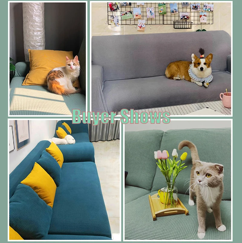 Elastic Jacquard Fabric Sofa Cover For Living Room Geometric ArmChair Knitted Thick Sofa Slipcovers1/2/3/4Seat Sofa Couch Cover 3