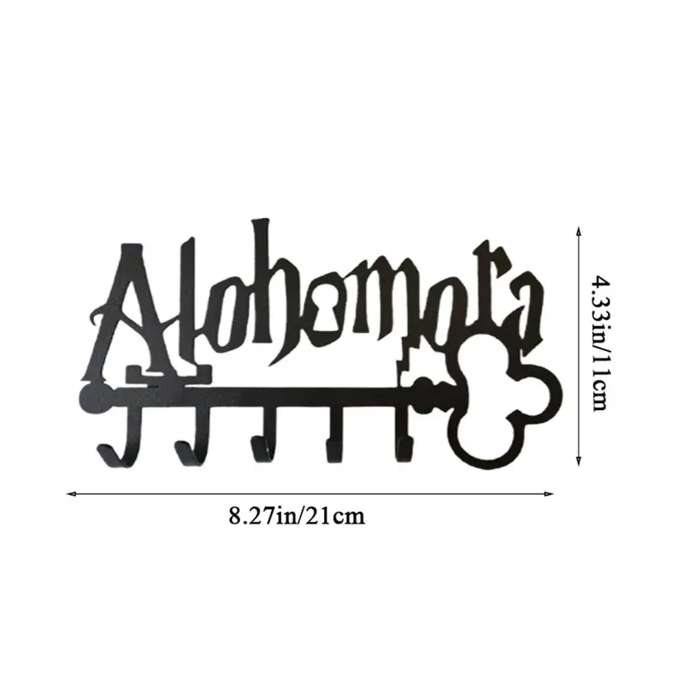 Black Metal Key Holder Multipurpose Decorative Alohomora Letter Hat Towel Rack Wall Mounted wih 5 Hooks Bathroom 6