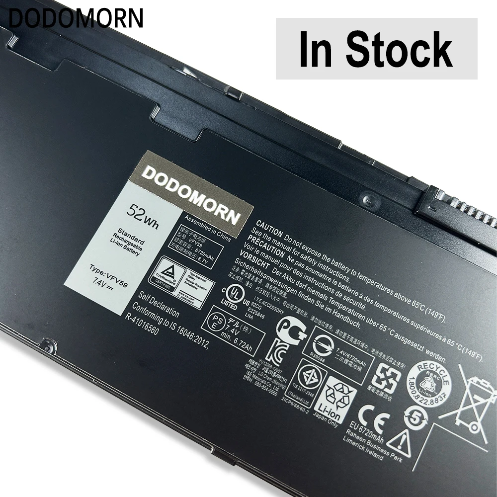 Bateria do Portátil Dell Latitude 7.4v Wd52h Vfv59 E7240 Série E7250 Gvd76 W57cv 0w57cv 52wh 6720mah Novo - Imagem 6
