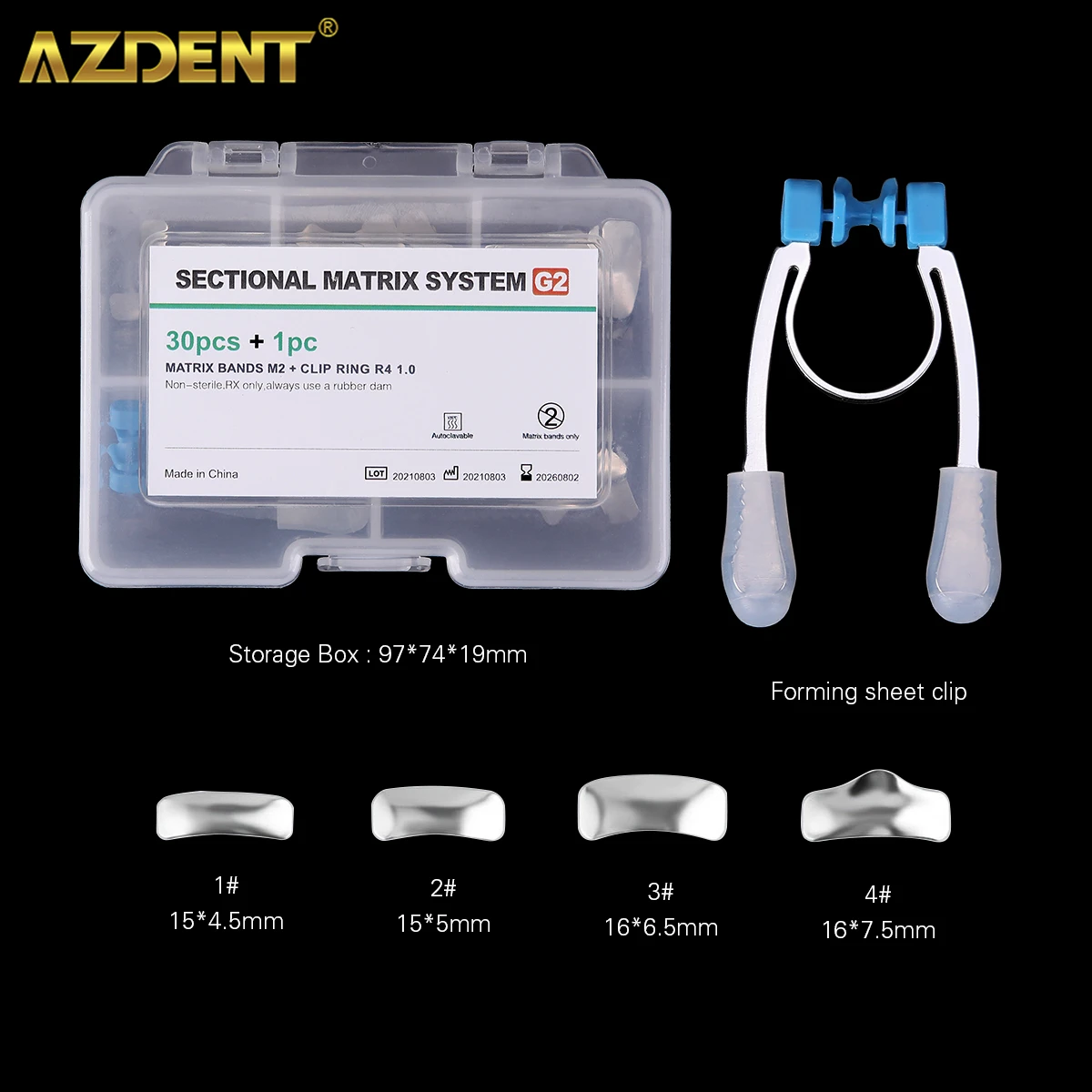 

AZDENT 30PCS/Box Dental Sectional Contoured Metal Matrices Matrix Bands Refill Forming Sheet with Clip Ring Set Dentistry Tools