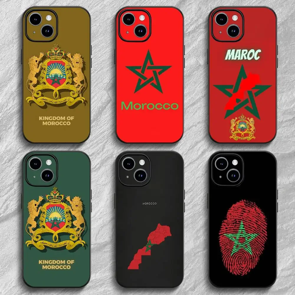 Marokkanische Reisepass-Karten-Handyhülle für iPhone 17, 16, 15, 11, 12, 14, 13 Pro Max, Mini X XS XR 7 Plus 16E, luftstoßfeste Silikonhülle