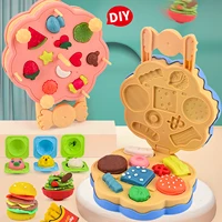 Children's Colored Mud Burger Noodle Machine Toy Rubber Mud Non toxic Mold Tool Set Handmade Clay Girl 1