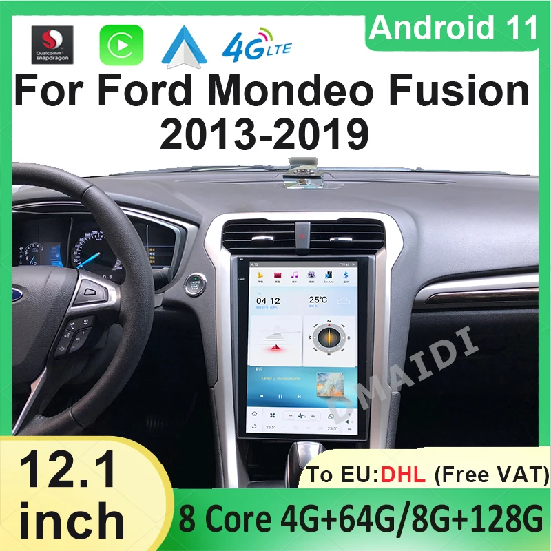 

12.1 inch Qualcomm Android11 Tesla Screen For Ford Mondeo Fusion MK5 2013-2019 Car Multimedia Player GPS Navigation Radio Stereo