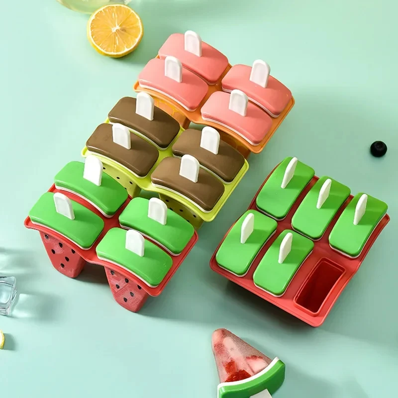 4/6 Grids Ice Cream Mold With Cover Shape Mold DIY Homemade Ice Popsicle Mould Frozen Juice Milk Kitchen Ice Cream Make Tools