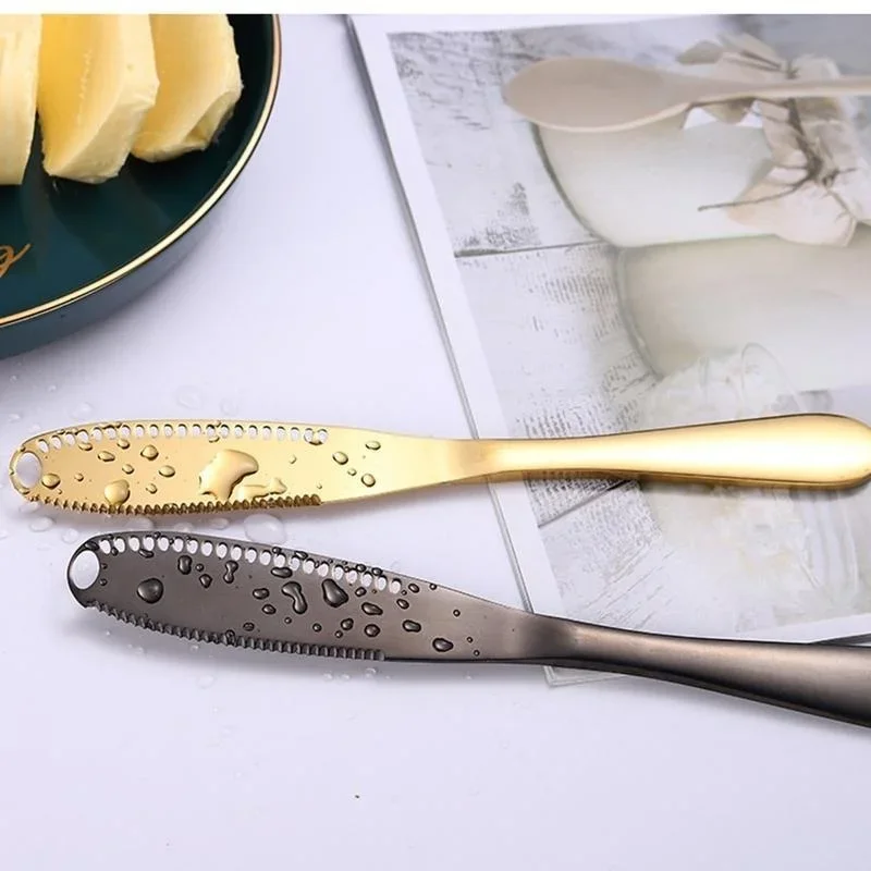 3In1 Stainless Steel Butter Knife Cheese Dessert Bread Jam Spreaders Baking Cream Scraper Splitter Butter Spoon Kitchen Tool