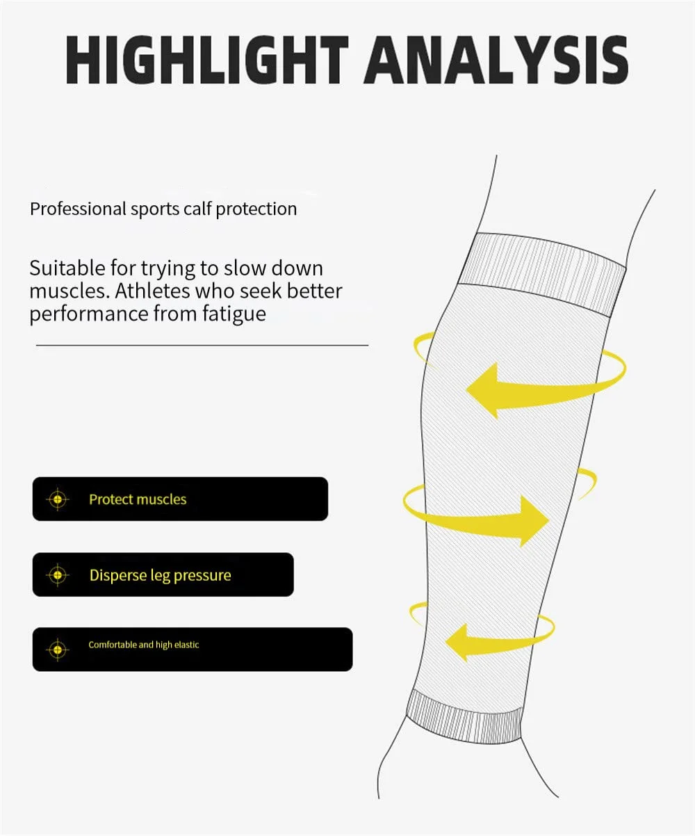 1 Pair Football Compression Calf Sleeves Sports Leg Warmers Elastic Sweat Absorption Shin Support Socks