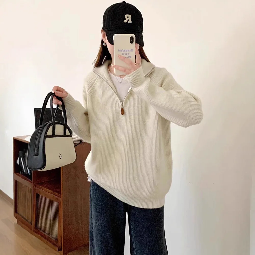Thick Turtleneck Long Sleeve Knitted Sweater for Women
