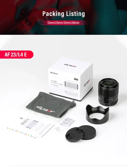 Do Brasil 】 Viltrox 13mm 23mm 56mm F1.4 APS-C Camera Lens for 
