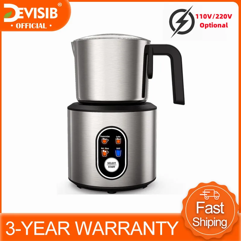 Devisib 5 In 1 Electric Milk Frother With Dishwasher Safe For Making Latte Cappuccino Hot Milk