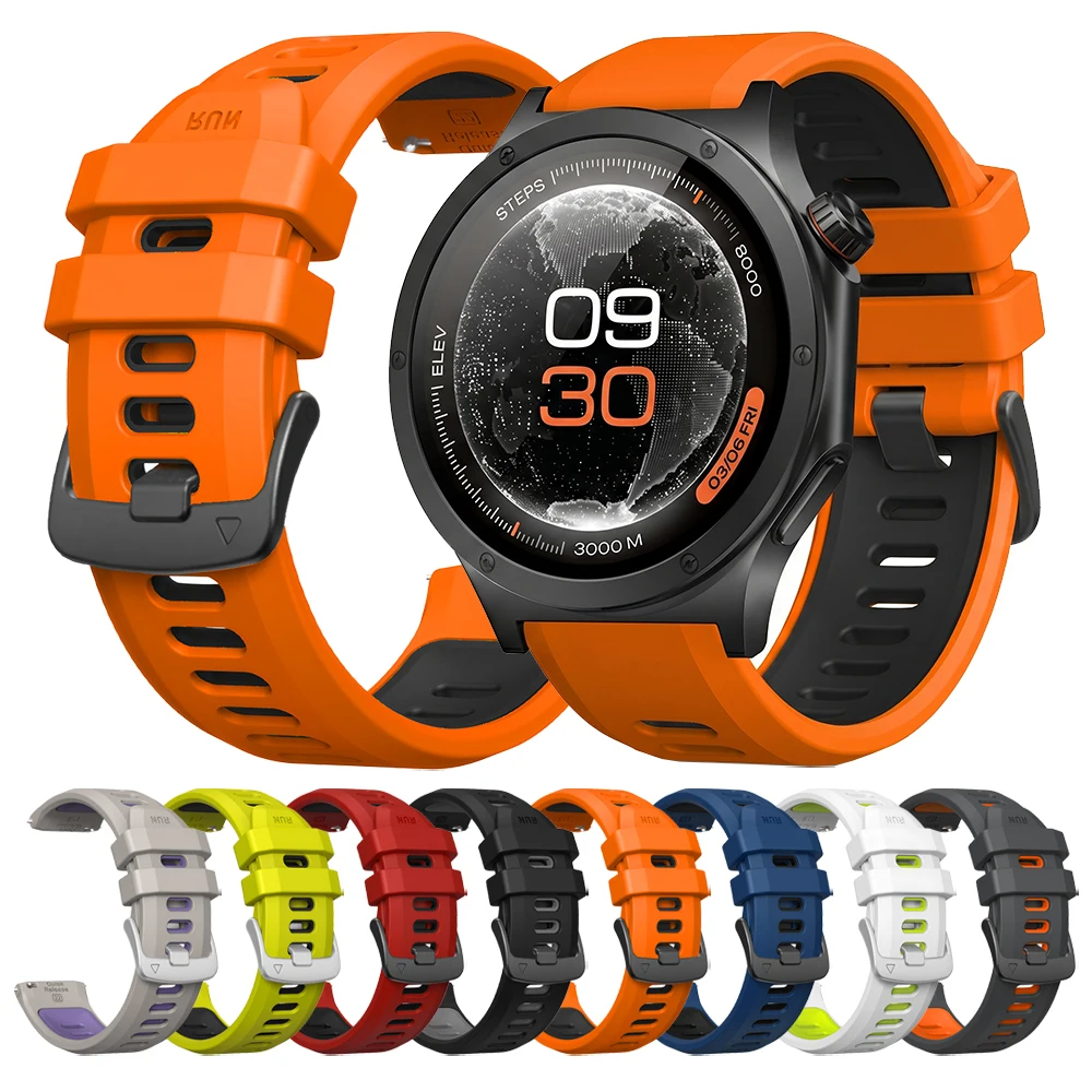 Two-Tone Sports Silicone Strap, 22mm - Versatile Wristband