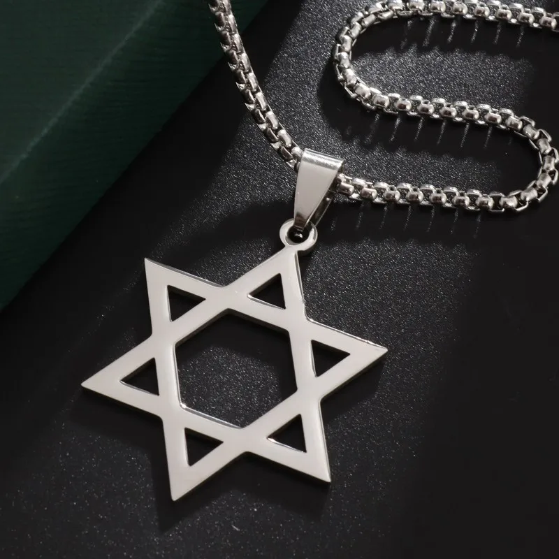 ClassicSimpleStainlessSteelStarofDavidPendantNecklaceMenWomenSixPointedStarAmuletJewelryGift-AliExpress