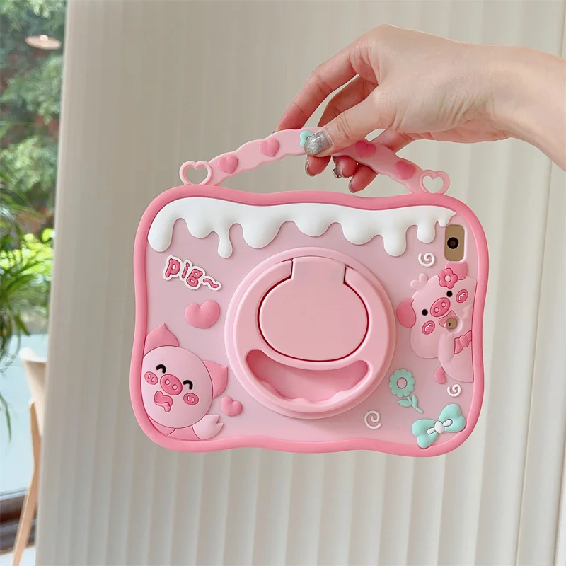 Cartoon Pig Tablet Stand Funda Case For Apple ipad10.9 12.9 9.7 Pro11 10.2 10.5 10.9 Mini6 123 Air45 Silicone Protective_voghion.com