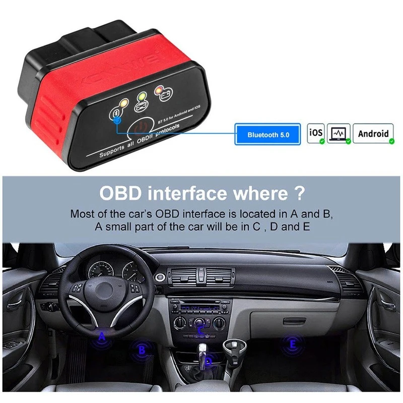 KW903 Vgate iCar Pro Bluetooth 5.0 OBDII BLE Low Power Support Apple Android,Elm327 V1.5 Bluetooth-compatible Elm 327