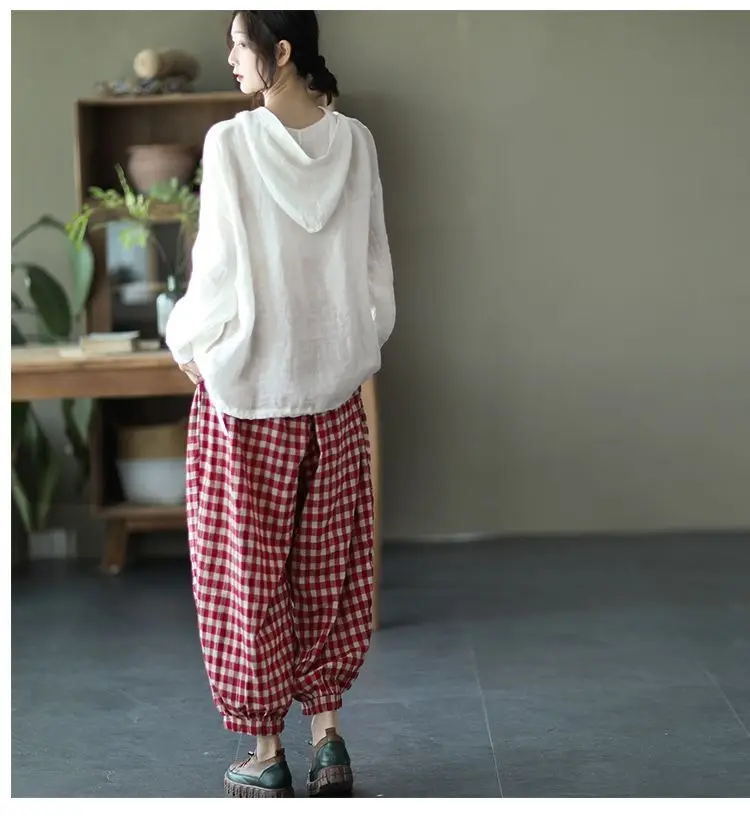 Jacket Spring and Summer Women's Clothing Cotton and Linen Hooded Coat Sun Shirt Linen Cardigan Thin Retro Korean Autumn Cloths