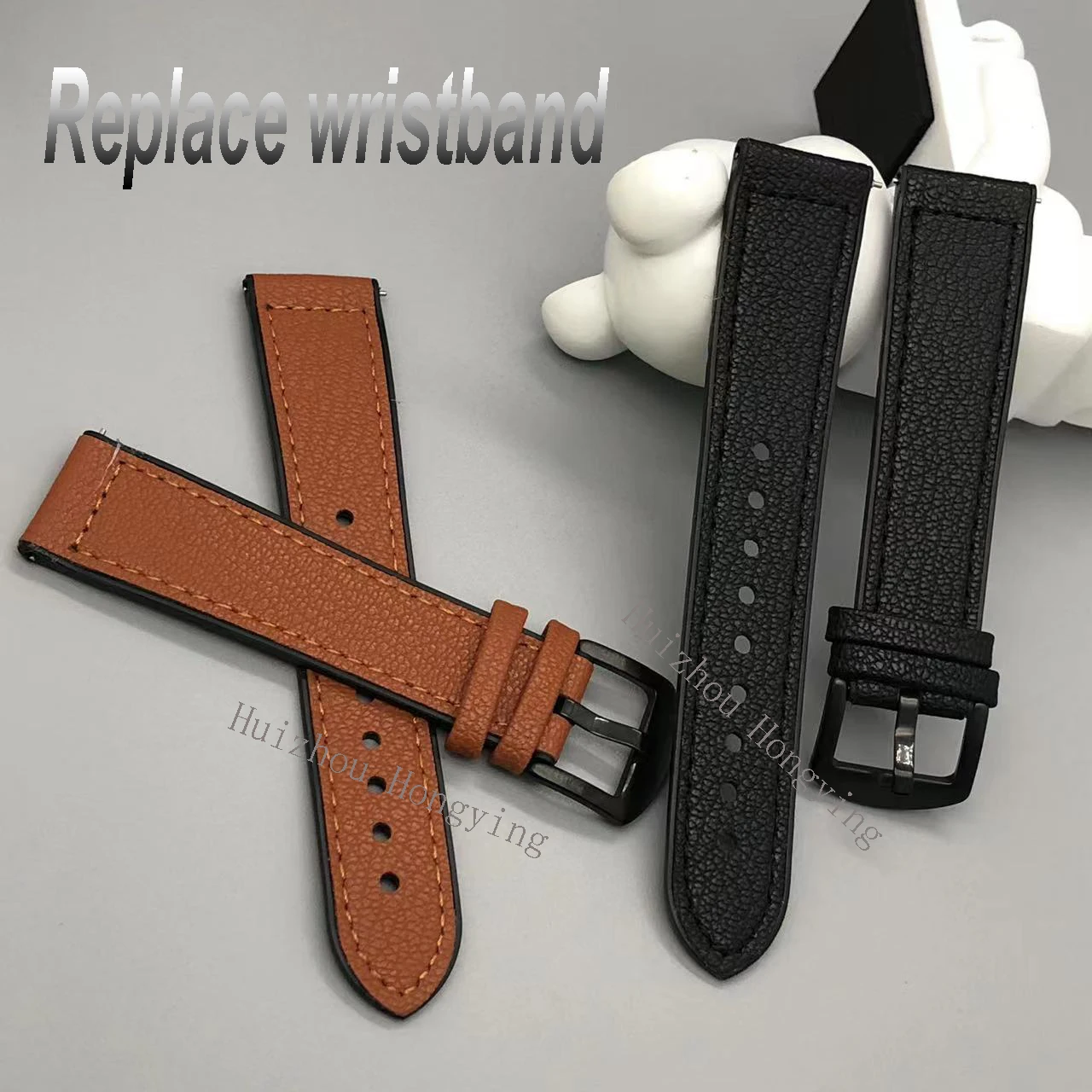 Premium PU Leather Smart Watch Band - 22mm/20mm Adjustable Strap