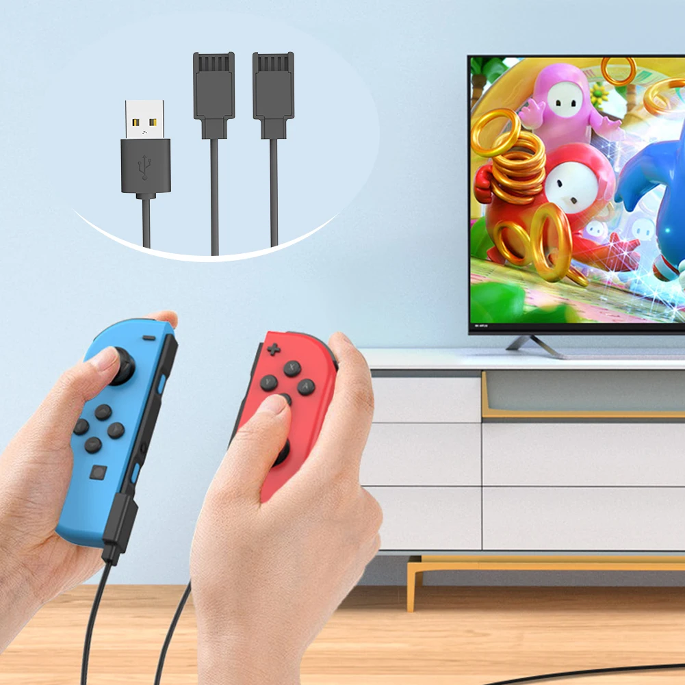 USB Charger Cable for Joycon Controller 2 in 1 Charging Cable 2.5M Portable Charger Cable for Switch Controller Charger