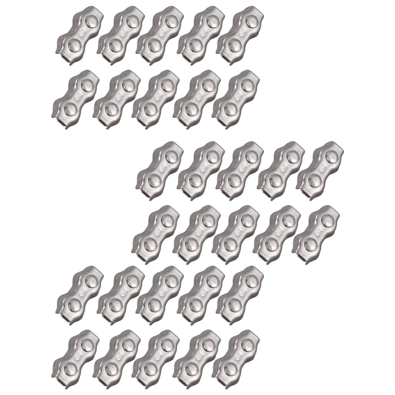

30 Pcs 3mm Duplex Clips Stainless Steel Wire Cable Rope Grips Caliper