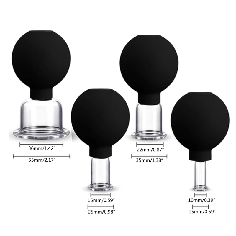 4 Pcs Anti Cellulite Suction Cup Ventosa Silicone Ball Glasses Jar Vacuum Cupping Set Cans Body Face Massager Drop Shipping 4