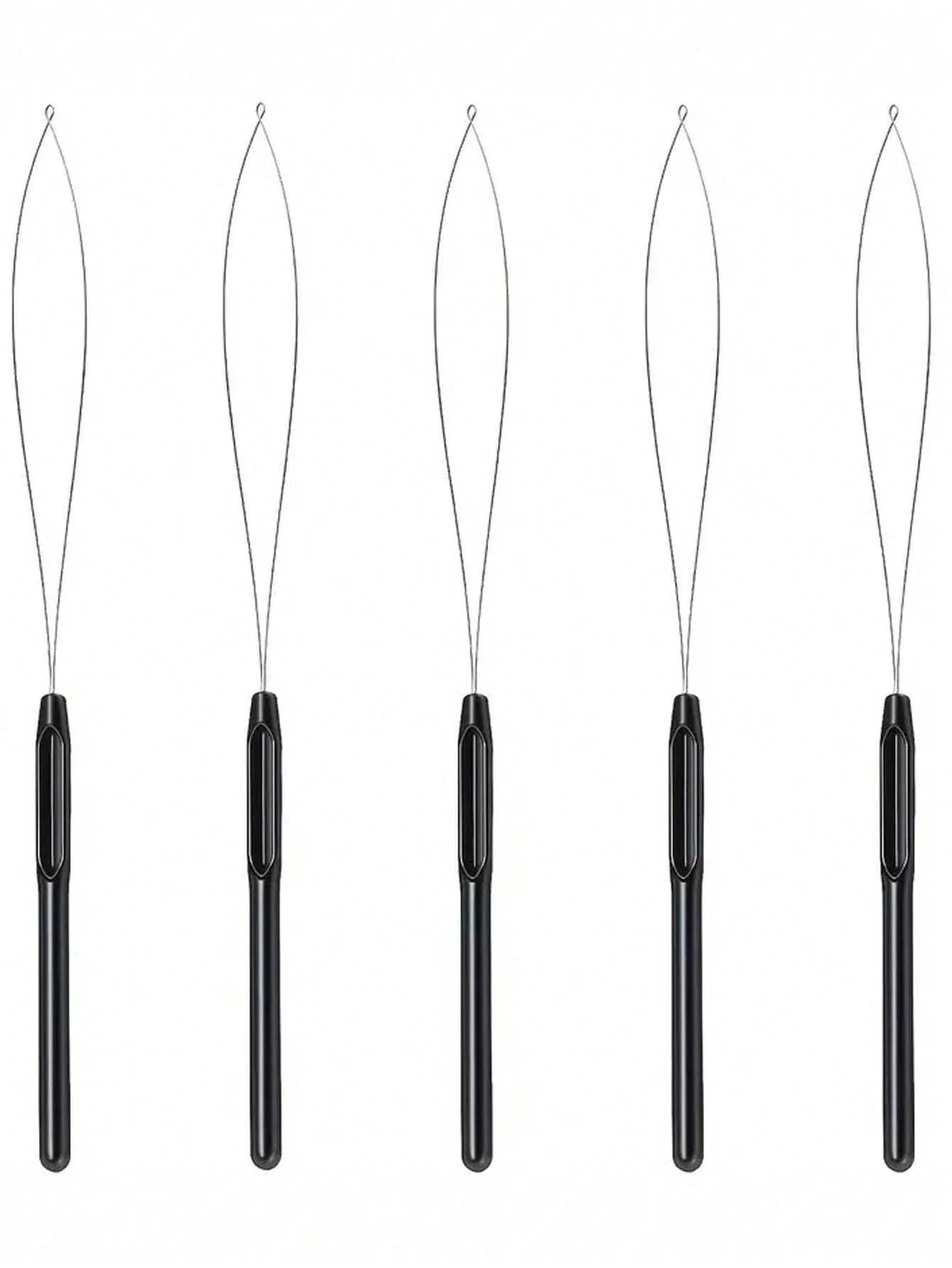 10 pcs Hair Extensions Loop Needle Pulling Hook Tool Needle Threader Loop Tool for Silicone Microlink Beads