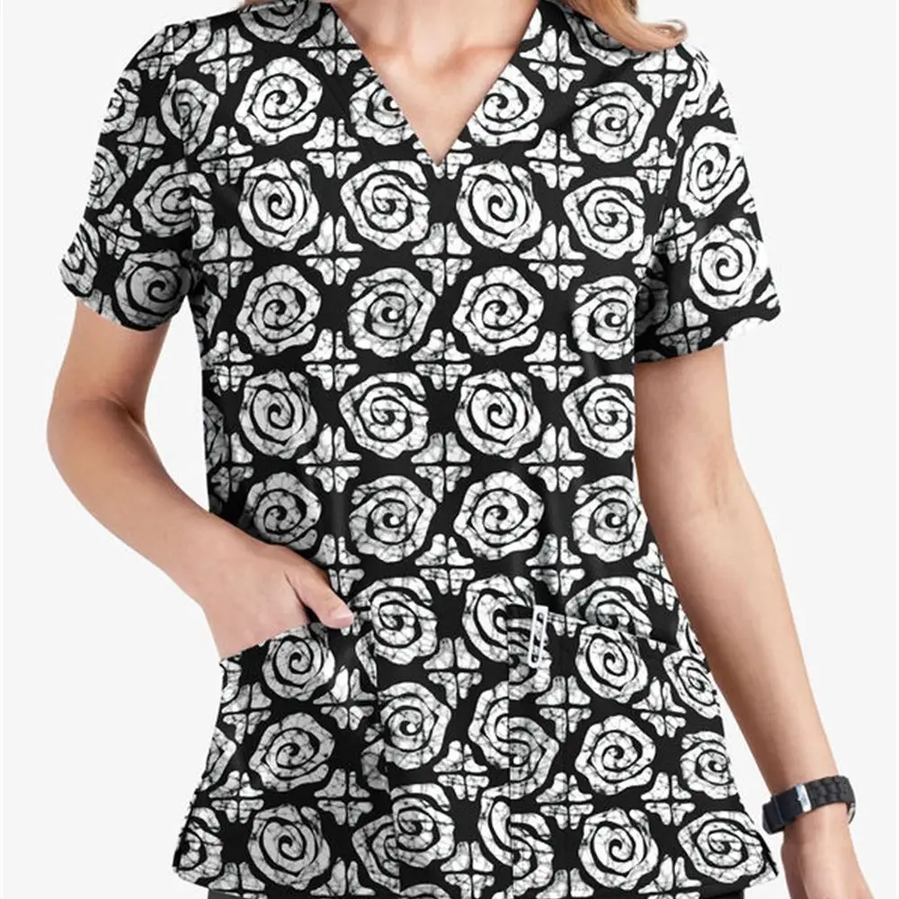 

Женская рубашка с коротким рукавом и V-образным вырезом