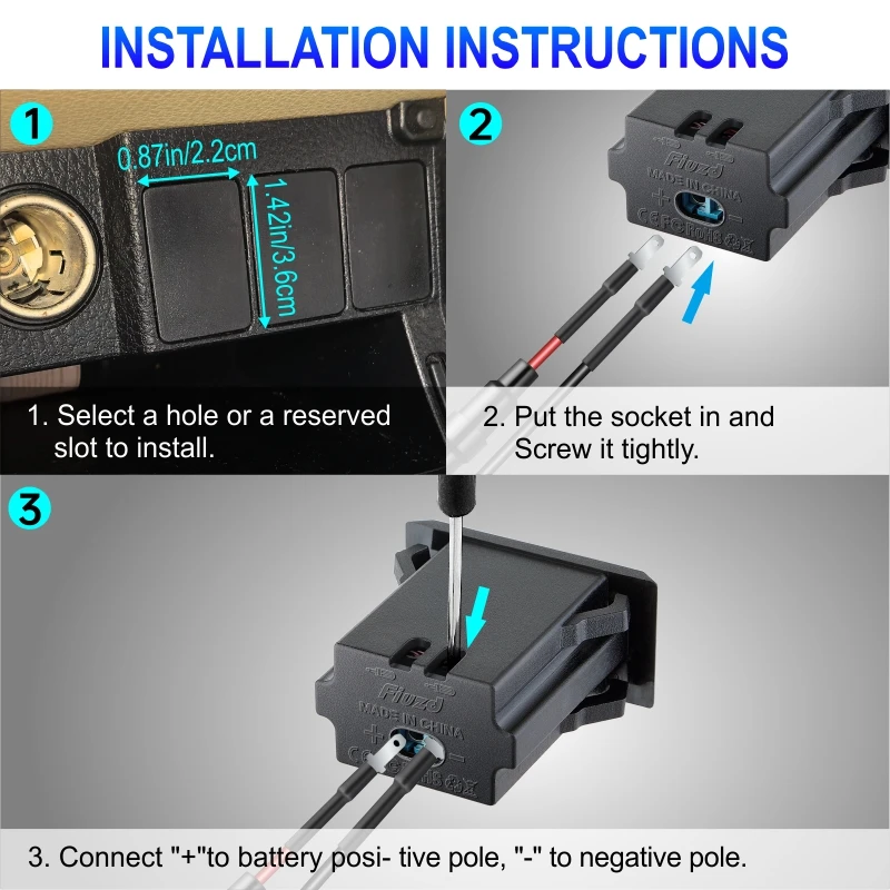 12V 자동차용 USB 소켓 아울렛 기술 보안 고속 충전 범용 신뢰성 높은 USB 포트 12V/24V 보트 RV 오토바이용