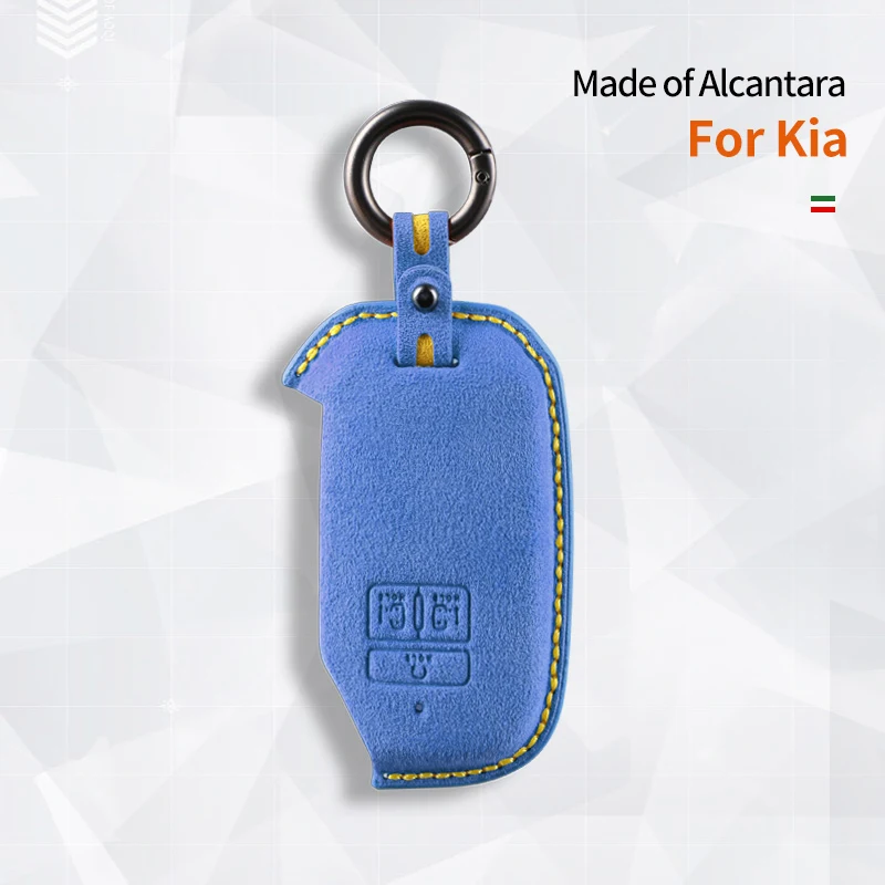 

For Kia 2021Carnival 2022 K3 K5 K4 Sportage Sedona Carnival 7 Button Car Key Case Alcantara Keychain Accessories