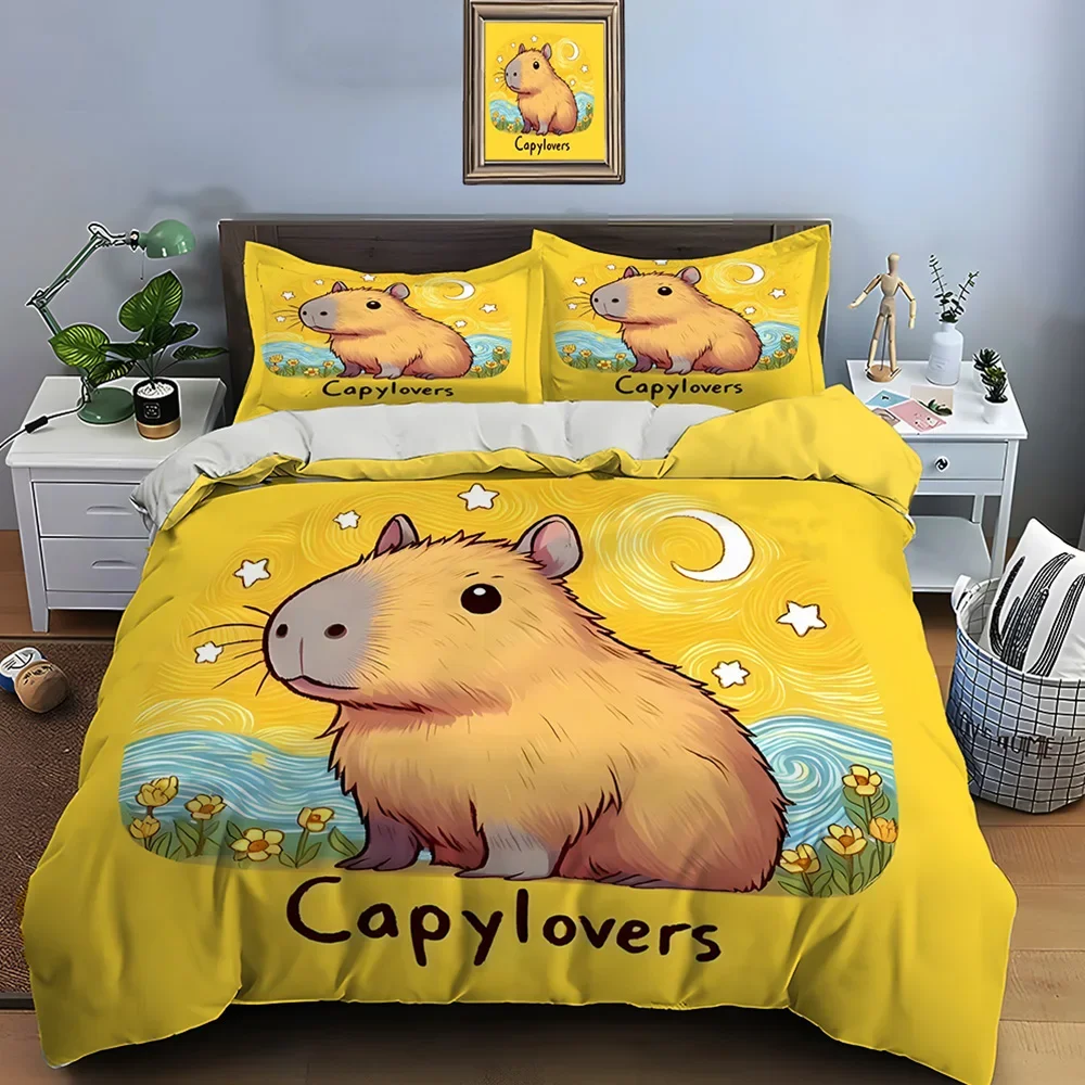 3D Cute Cartoon Capybara Print Bedding Set Duvet Cover 1 Duvet Cover 2 Pillowcases Adult and Children Bedding Set Luxury Gifts 2
