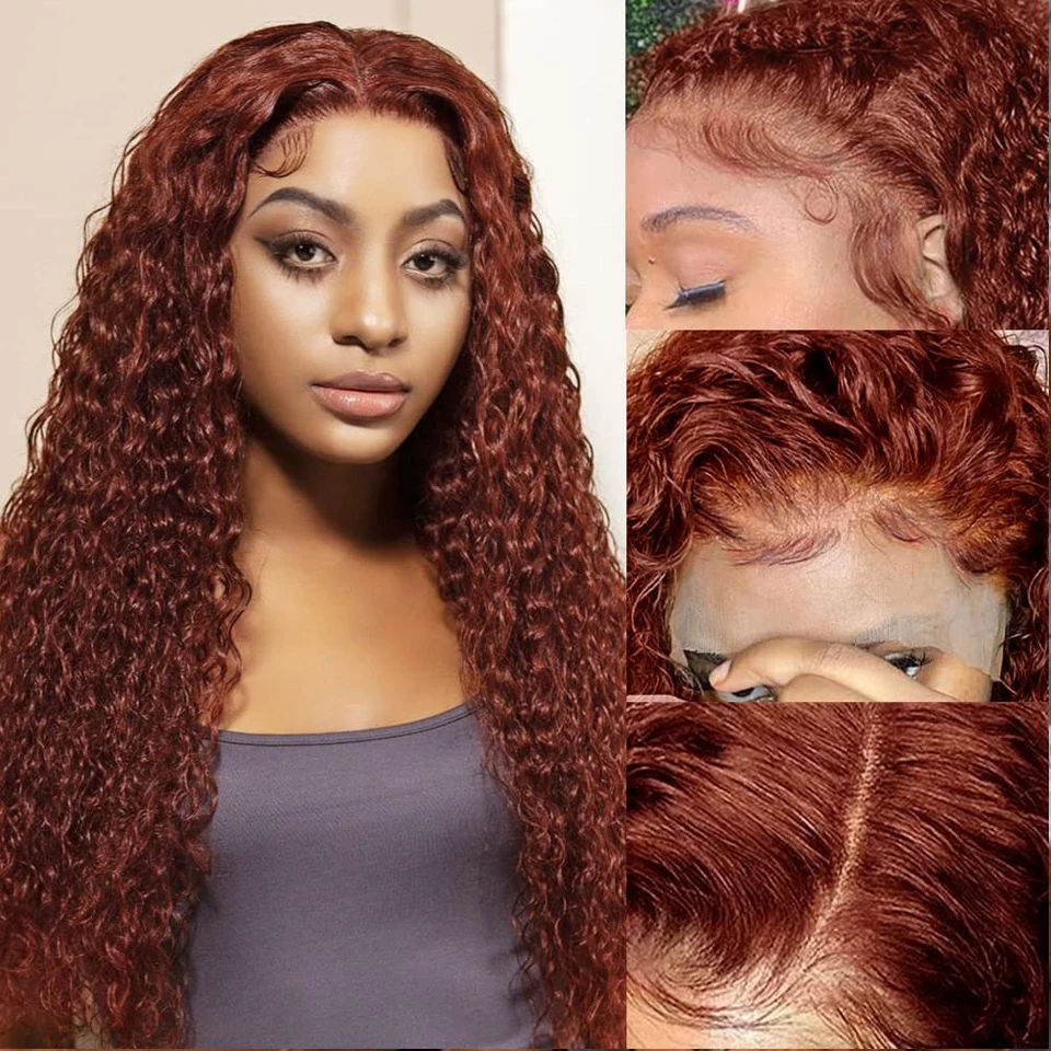 Perruque Lace Front Wig sans colle ondulée, cheveux humains, brun plonger âtre, 13x6, 13 tage, 5x5 HD, pre-plucked