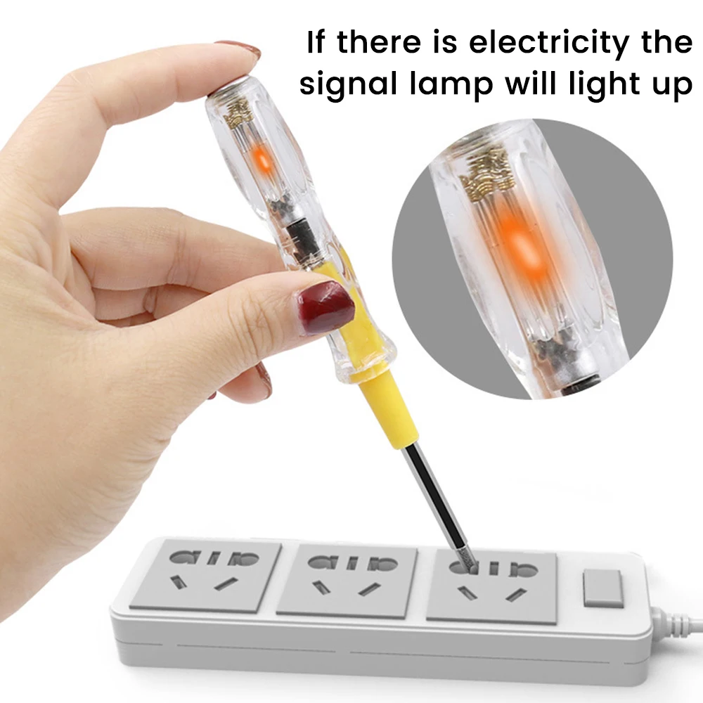 AC100-500V Electrical Voltage Tester Pen SLOTTED Phillips Double-Headed Removable Screwdriver Circuit Tester Lamp Indicator Tool