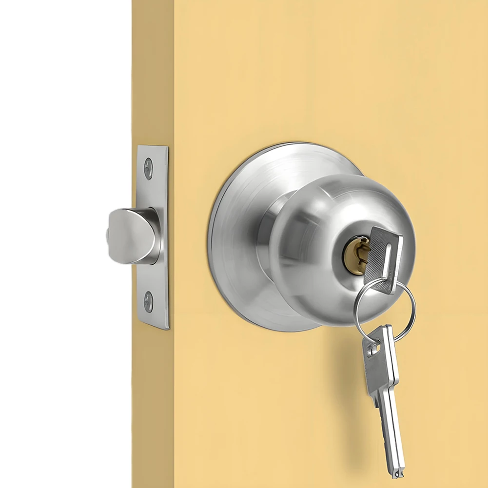 Privacy Door Knobs Lock Interior Round Locks Bedroom Bathroom Stainless Turn Thumb Locking Round Door Handle 1 Pack door knob door lock