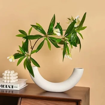 Nuovo incantatore vaso a mezzaluna Decorazione dal design creativo Semplice vaso bianco ecologico Decorazione della casa 1