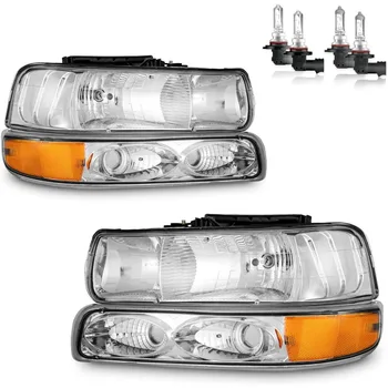 Headlight Assembly with Bulbs – Fits 1999–2002 Chevy Silverado 1500/2500, 2001–2002 1500HD/2500HD/3500HD, 2000–2006 Tahoe 1