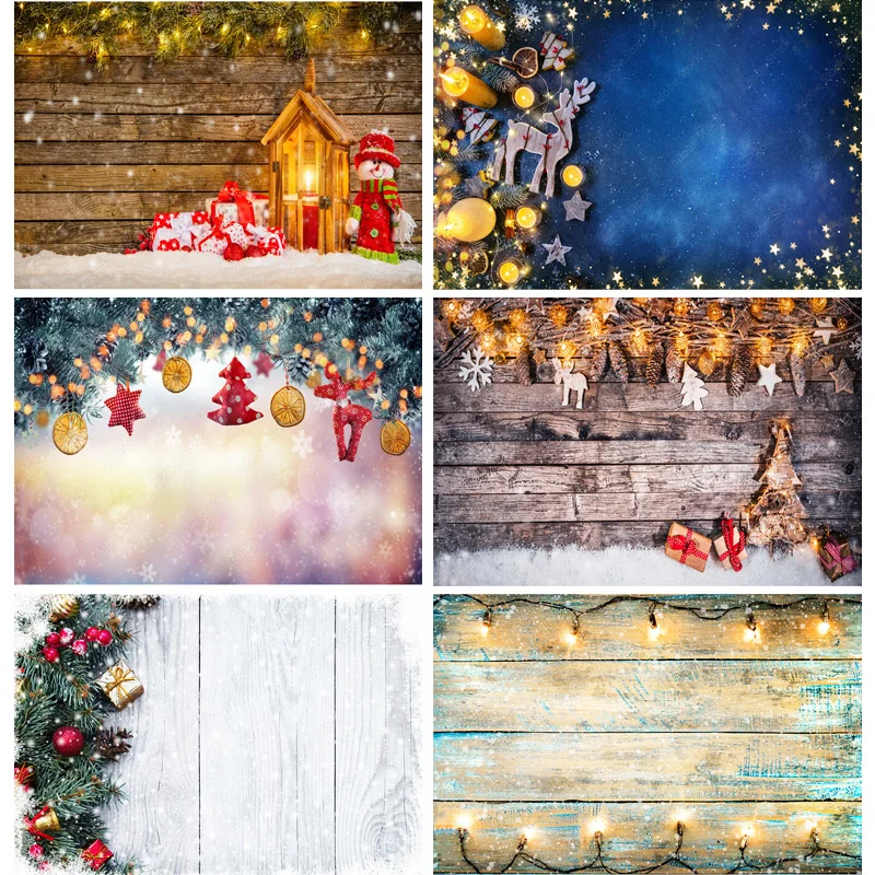 

SHUOZHIKE Christmas Wooden Planks Theme Photography Background Snowman Children Backdrops For Photo Studio Props 211220 SDMB-07