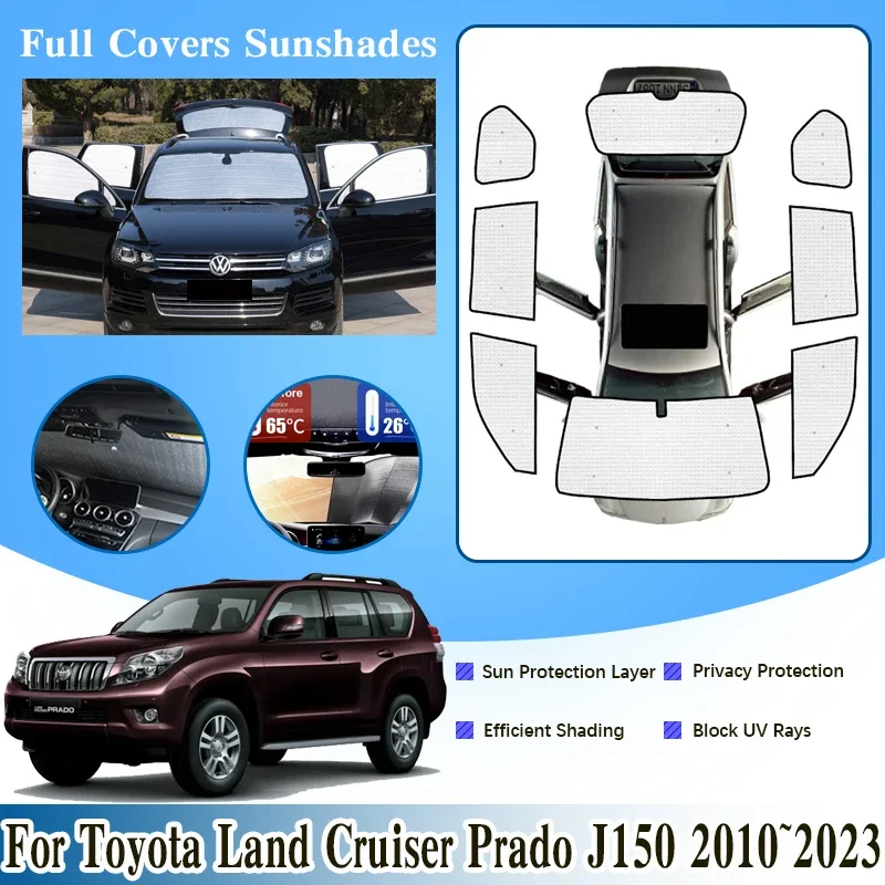 

Full Cover Sunshade For Toyota Land Cruiser Prado J150 2010~2023 LC150 FJ150 Car Windshield Window Anti-UV Visor Car Accessories