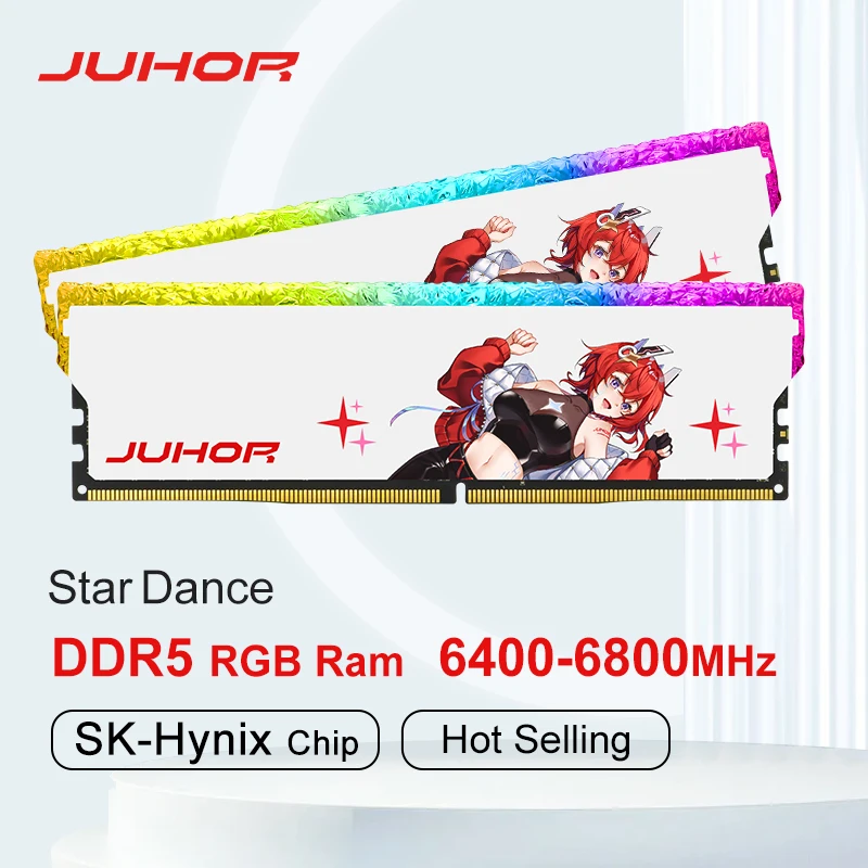 JUHOR DDR5 RGB Memory 16GB 6400MHz 6800MHz Hynix A- Die Original Chip Desktop Computer Ram