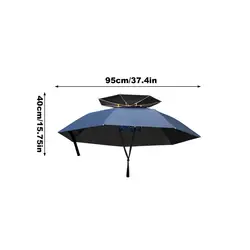 Adult UV Protection Waterproof Double - Layer Hat Umbrella (Blue)