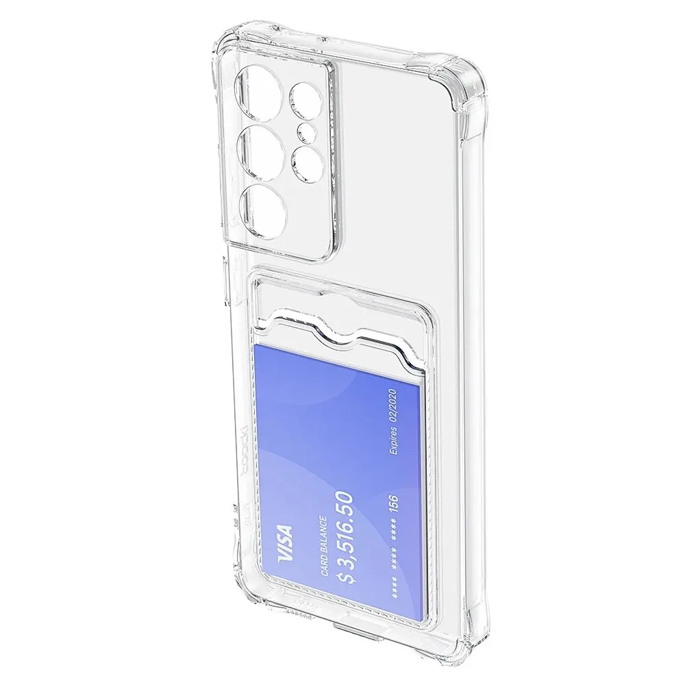 Toocki Transparent Shockproof Wallet Phone Case with Silicone Cover
