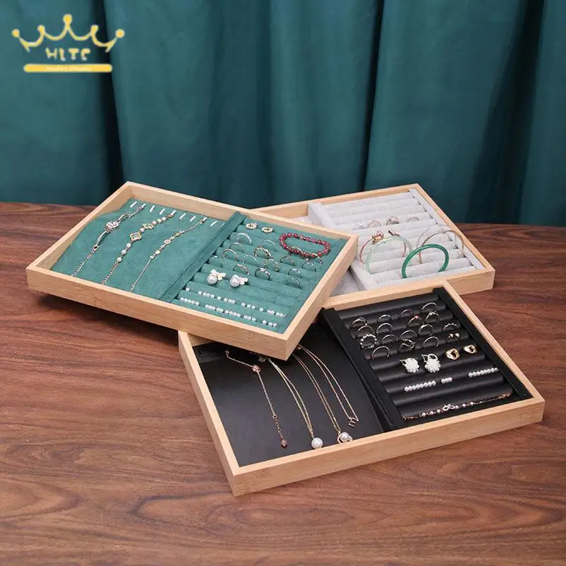 Jewelry Velvet Display Tray Ring Necklace Combination Set Plate Earrings Storage Finishing Props